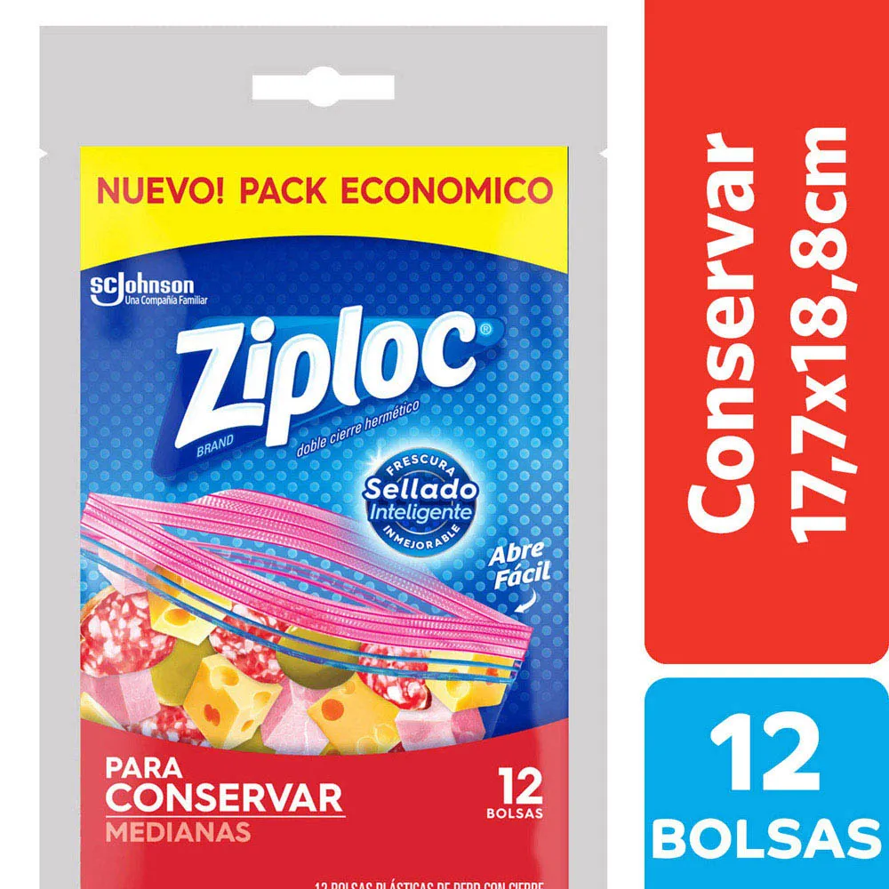 BOLSA ZIPLOC CONSERVA MEDIANA X12U